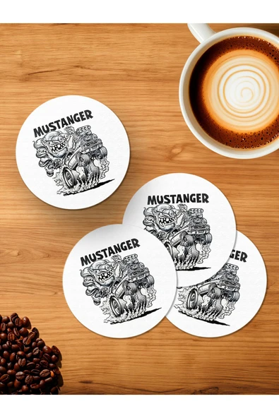 Panorama Ajans Mustanger 4'lü Ahşap Bardak Altlığı ürün görseli 1