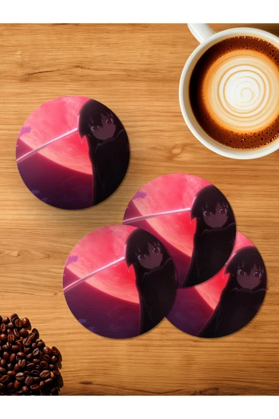 Panorama Ajans Netflix Anime Akame Ga Kill Savaşçı Kız Tasarım 4'lü Ahşap Bardak Altlığı