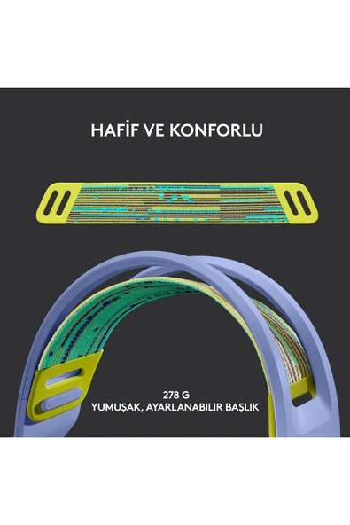 logitech G G733 LIGHTSPEED RGB Kablosuz 7.1 Surround Ses Oyuncu Kulaklığı - Lila - 3