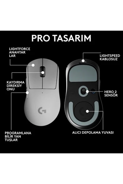 logitech G PRO X Superlight 2 DEX Kablosuz Gaming Mouse (910-007366) - 3