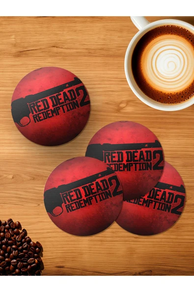 Panorama Ajans Red Deas Redemtıon2 Tasarım Minimal 4'lü Ahşap Bardak Altlığı ürün görseli 1