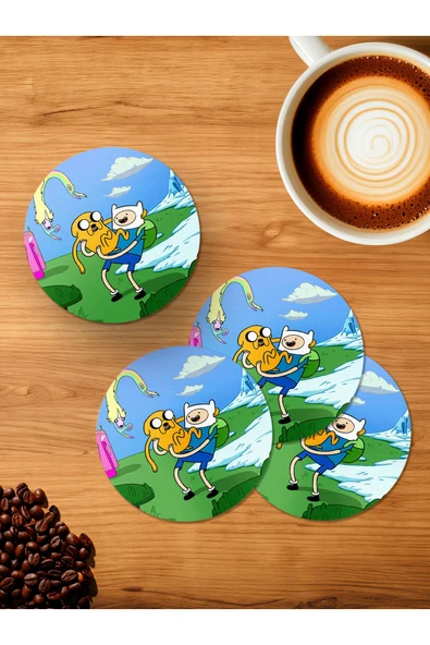Panorama Ajans Adventure Time Finn And Jake 4'lü Ahşap Bardak Altlığı ürün görseli 1