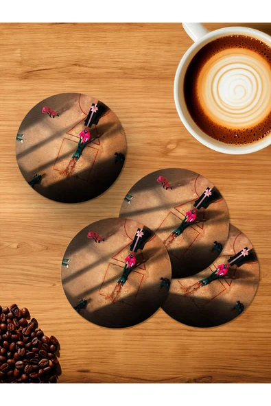 Panorama Ajans Squid Game Sembol Symbol 4'lü Ahşap Bardak Altlığı ürün görseli 1