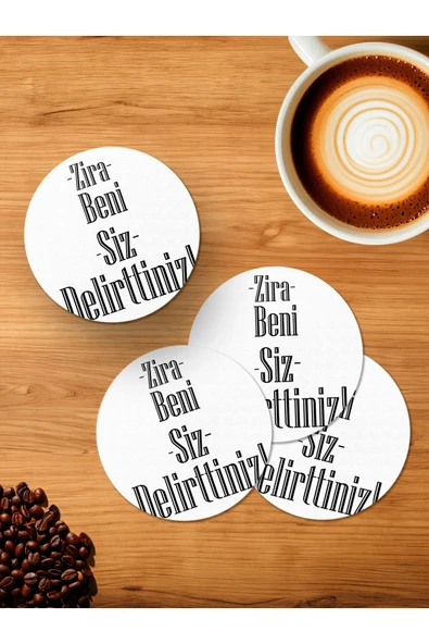 Panorama Ajans Beni Siz Delirttiniz Komik Sözlü  4'lü Ahşap Bardak Altlığı ürün görseli 1