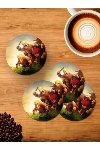 Panorama Ajans Clash Of Clans Mobil Telefon Oyun 4'lü Ahşap Bardak Altlığı ürün görseli 1
