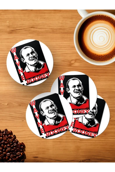 Panorama Ajans Wayne Rooney Efsane İngiliz futblcu 4'lü Ahşap Bardak Altlığı ürün görseli 1