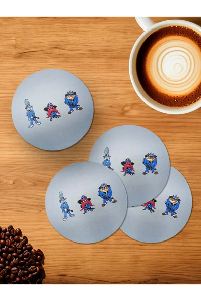 Panorama Ajans Tazmanya Canavarı Looney Tunes Mafya 4'lü Ahşap Bardak Altlığı ürün görseli 1