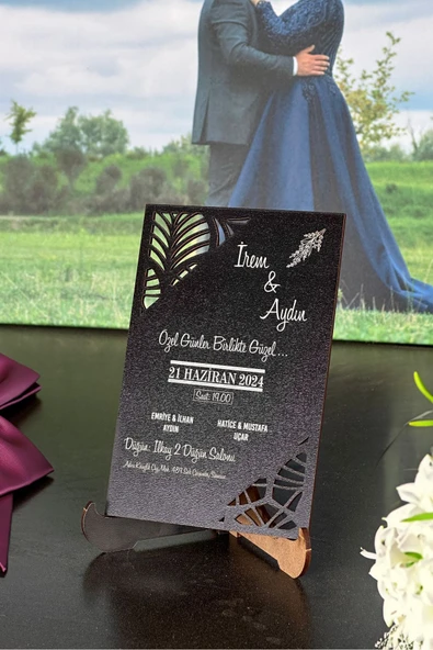 Panorama Ajans Söz, Nişan, Kına, Düğün Ahşap Davetiye 10 Adet - 5