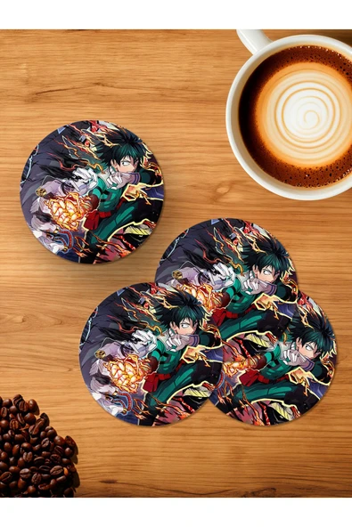 Panorama Ajans My hero Academia Boku Anime 4'lü Ahşap Bardak Altlığı ürün görseli 1