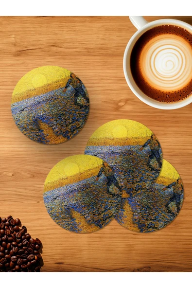 Panorama Ajans Van Gogh The Sower 4'lü Ahşap Bardak Altlığı ürün görseli 1