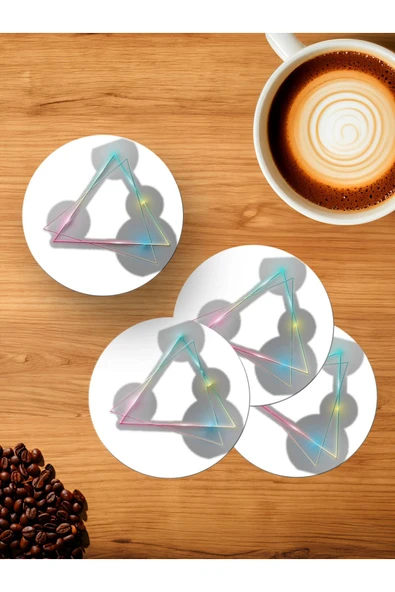 Panorama Ajans Parlak Üçgen Vector Tasarım Sevenlere 4'lü Ahşap Bardak Altlığı ürün görseli 1