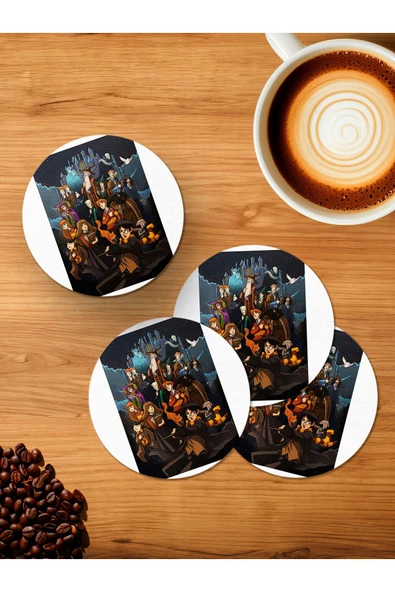 Panorama Ajans Hogwarst 4'lü Ahşap Bardak Altlığı ürün görseli 1