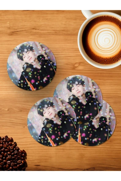 Panorama Ajans BTS Yoongi Suga Hayranlarına Fan Club 4'lü Ahşap Bardak Altlığı ürün görseli 1