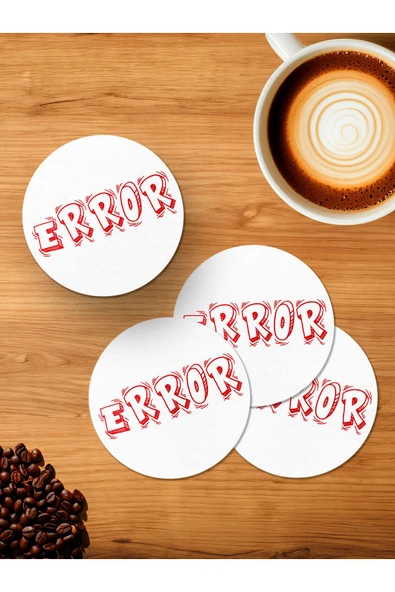 Panorama Ajans Error Tasarımlı 4'lü Ahşap Bardak Altlığı ürün görseli 1