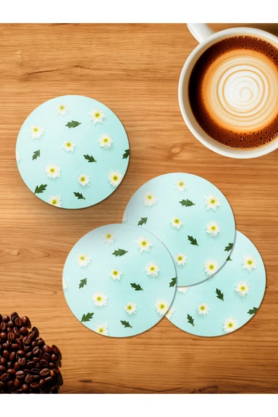 Panorama Ajans Minimal Papatya Fotograf 4'lü Ahşap Bardak Altlığı ürün görseli 1