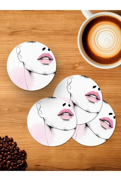 Panorama Ajans Kitty Girl 4'lü Ahşap Bardak Altlığı ürün görseli 1