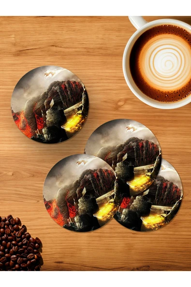 Panorama Ajans God Of War 4'lü Ahşap Bardak Altlığı ürün görseli 1