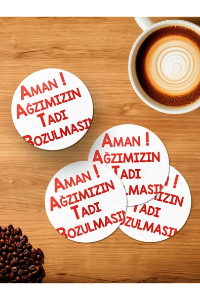 Panorama Ajans Yaprak Dökümü Sözlü 4'lü Ahşap Bardak Altlığı ürün görseli 1