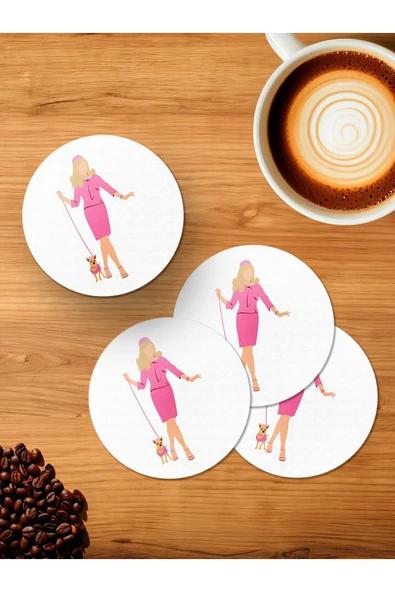 Panorama Ajans Pink Girl 4'lü Ahşap Bardak Altlığı ürün görseli 1