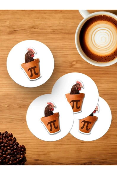 Panorama Ajans Güveçte Tavuk Pi Chicken 4'lü Ahşap Bardak Altlığı ürün görseli 1