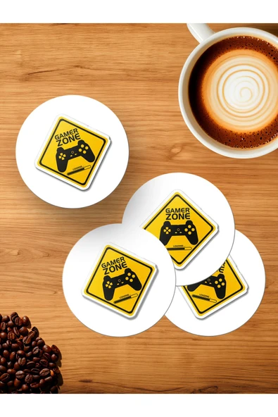 Panorama Ajans Oyun Alanı Yükleniyor Gamer Sticker 4'lü Ahşap Bardak Altlığı ürün görseli 1