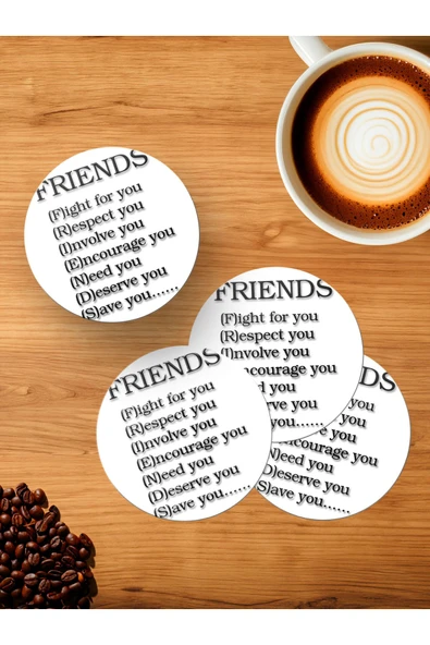 Panorama Ajans En Yakın Arkadaşa Hediye Motto Söz Tasarım 4'lü Ahşap Bardak Altlığı ürün görseli 1