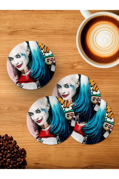 Panorama Ajans Harley Quinn Marvel Margot Robbie Gotik 4'lü Ahşap Bardak Altlığı ürün görseli 1