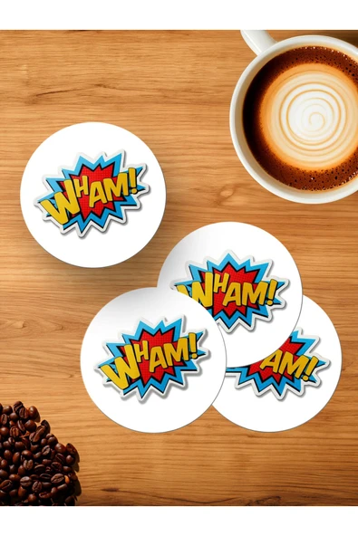 Panorama Ajans Wham! Uk Müzik Grubu Sticker Tasarım 4'lü Ahşap Bardak Altlığı ürün görseli 1