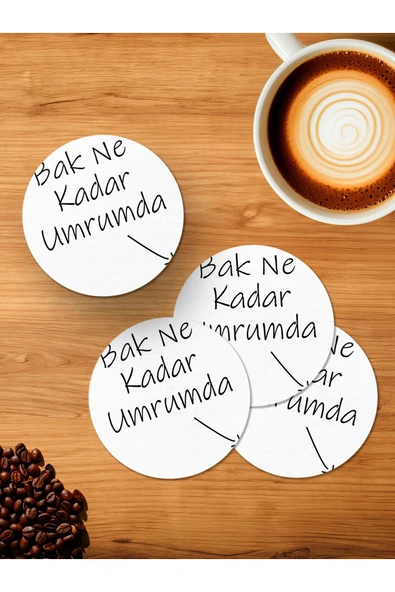 Panorama Ajans Bak Ne Kadar Umrumda 4'lü Ahşap Bardak Altlığı ürün görseli 1