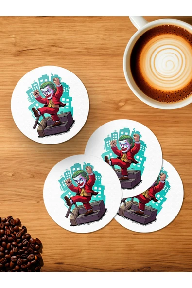 Panorama Ajans Joker 4'lü Ahşap Bardak Altlığı ürün görseli 1