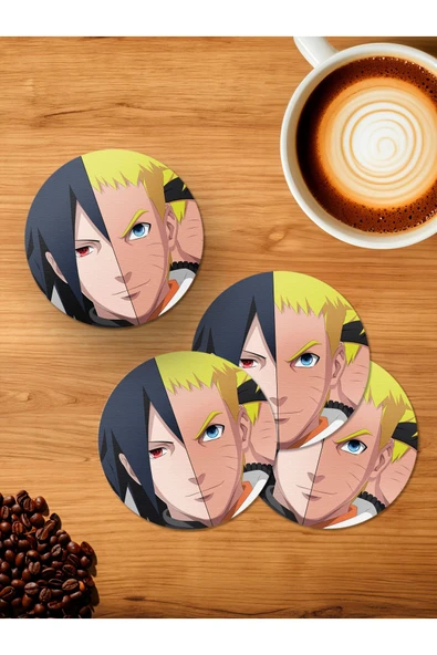 Panorama Ajans Naruto ve Sasuke Efsane Anime 4'lü Ahşap Bardak Altlığı ürün görseli 1