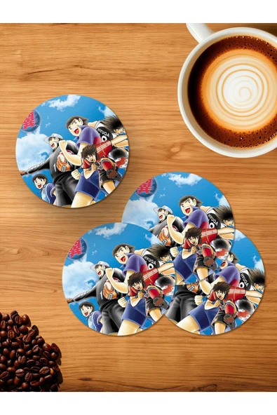 Panorama Ajans Tsubasa 90 lar Kaptan Tsubasa Anime Çizgi Film 4'lü Ahşap Bardak Altlığı ürün görseli 1
