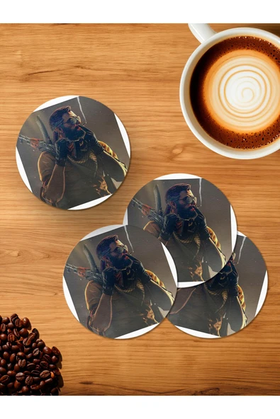 Panorama Ajans PubG Game Karakter 4'lü Ahşap Bardak Altlığı ürün görseli 1