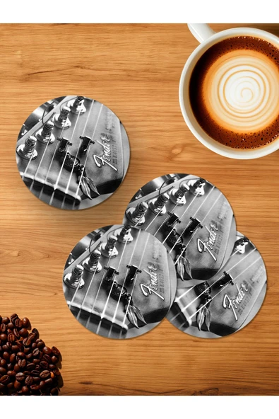 Panorama Ajans Gitar 4'lü Ahşap Bardak Altlığı ürün görseli 1