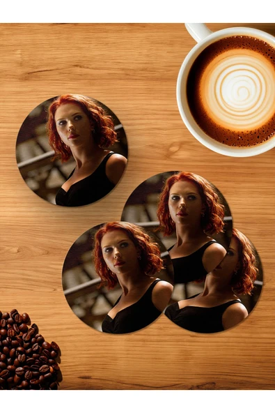 Panorama Ajans Scarlett Johansson Marvel Natasha Romanoff 4'lü Ahşap Bardak Altlığı ürün görseli 1