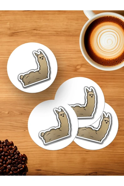 Panorama Ajans Çizgi Dizi Severlere Cute Sticker Tasarım 4'lü Ahşap Bardak Altlığı 2 ürün görseli 1