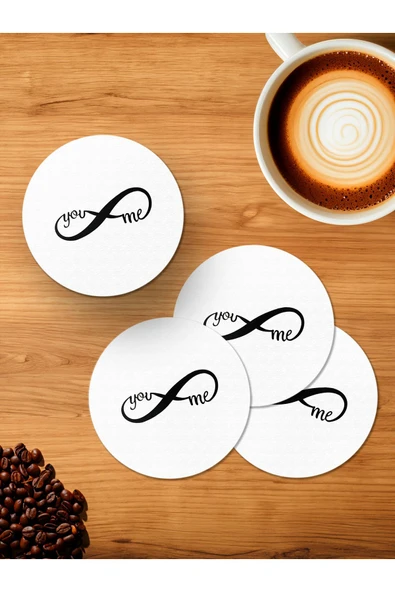 Panorama Ajans You And Me 4'lü Ahşap Bardak Altlığı ürün görseli 1