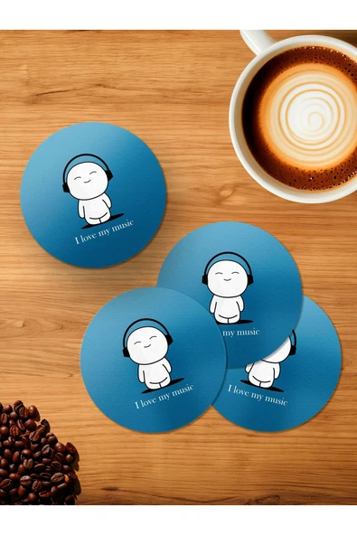 Panorama Ajans Müzik Bağımlılarına Özel Müzisyen Minimal 4'lü Ahşap Bardak Altlığı ürün görseli 1