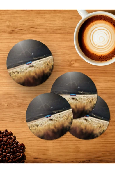 Panorama Ajans PubG Drop Tasarım 4'lü Ahşap Bardak Altlığı ürün görseli 1