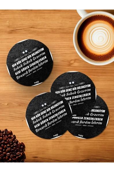 Panorama Ajans Get Your Kicks On 4'lü Ahşap Bardak Altlığı ürün görseli 1