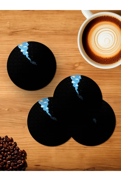 Panorama Ajans Minimal Dalgıç 4'lü Ahşap Bardak Altlığı ürün görseli 1