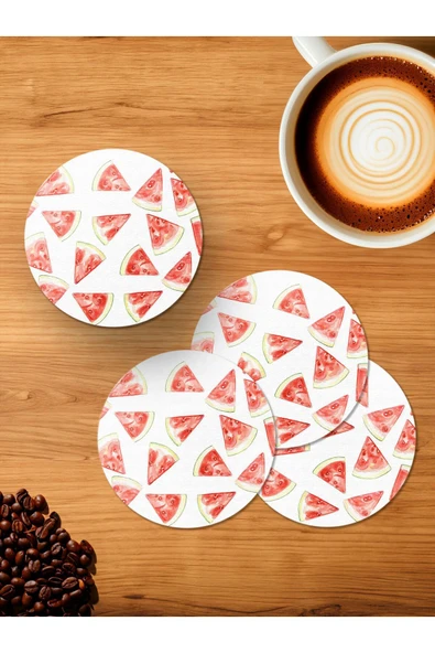Panorama Ajans Watermelon 4'lü Ahşap Bardak Altlığı ürün görseli 1