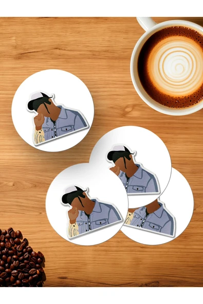 Panorama Ajans Rap Müzik Severlere KillaKami Sticker 4'lü Ahşap Bardak Altlığı ürün görseli 1