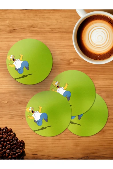 Panorama Ajans Simpsonlar Simpson Eğlenceli Masaüstü 4'lü Ahşap Bardak Altlığı ürün görseli 1