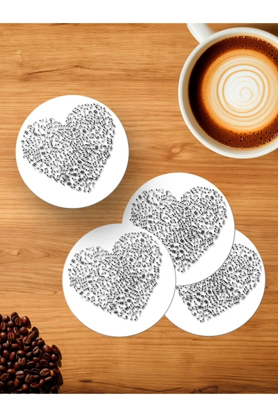 Panorama Ajans Sevgililer Günü En Güzel Nota ve Şarkı 4'lü Ahşap Bardak Altlığı ürün görseli 1