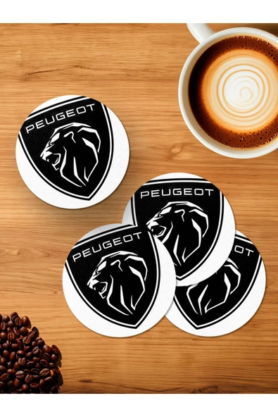 Panorama Ajans Peugeot 4'lü Ahşap Bardak Altlığı ürün görseli 1