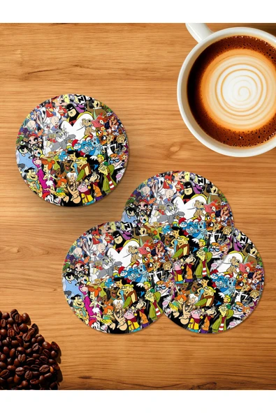 Panorama Ajans Cartoon Network Tüm Karakterler 4'lü Ahşap Bardak Altlığı ürün görseli 1