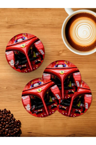 Panorama Ajans F Ferrari 4'lü Ahşap Bardak Altlığı ürün görseli 1