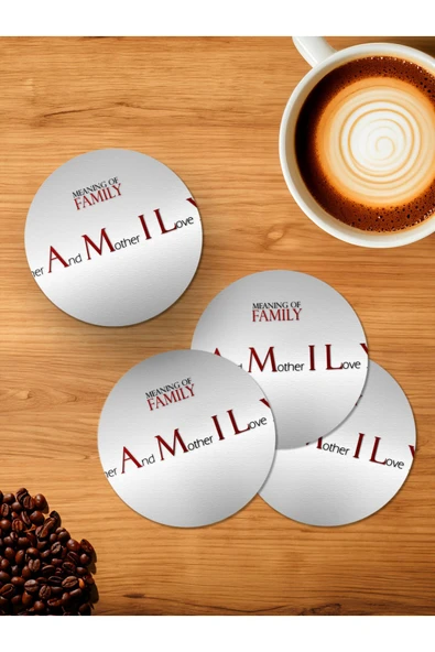 Panorama Ajans Aileye Hediye Anne ve Baba Anneler Günü 4'lü Ahşap Bardak Altlığı ürün görseli 1