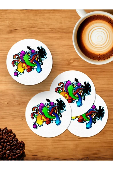 Panorama Ajans Graffiti Arrow 4'lü Ahşap Bardak Altlığı ürün görseli 1